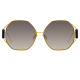 Marie Oversized Sunglasses in Yellow Gold and Grey