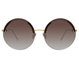 Adrienne Round Sunglasses in Light Gold and Grey