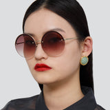 Adrienne Round Sunglasses in Light Gold and Burgundy