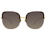 Loni Cat Eye Sunglasses in Yellow Gold and Grey