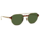 Nico Squared Sunglasses in Light Gold and Green