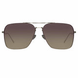 The Asher | Aviator Sunglasses in White Gold Frame (C2)