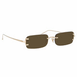 Taylor Rectangular Sunglasses in Light Gold and Brown