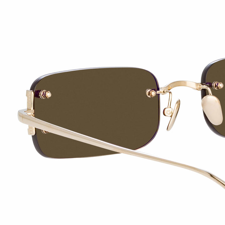 Luis Oval Sunglasses in Light Gold and Brown by LINDA FARROW