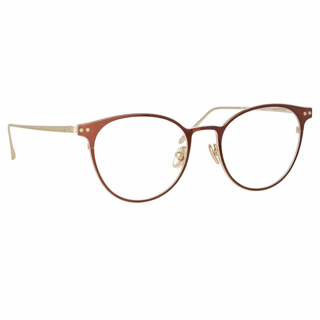 Ricci Cat Eye Optical Frame in Light Gold and Brown by LINDA FARROW ...