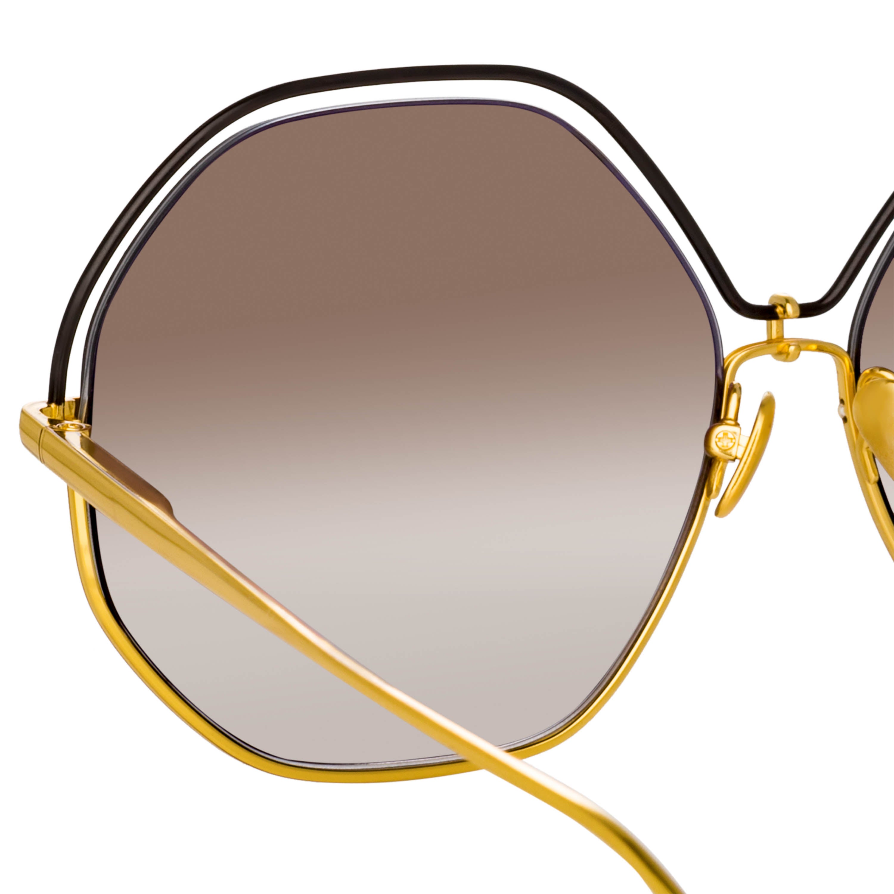 Linda Farrow - Lorena Oversized Sunglasses in Yellow Gold - Women - Adult - LFL1203C1SUN