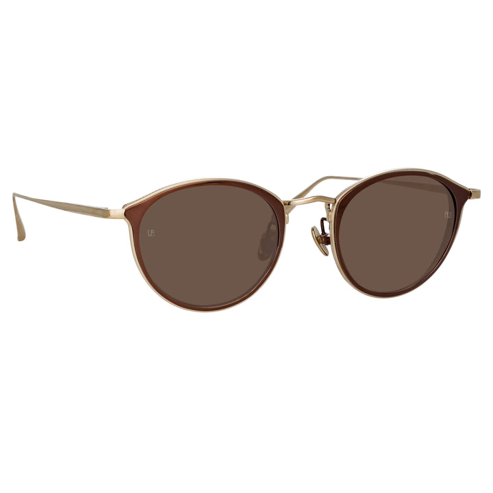Luis Oval Sunglasses in Light Gold and Brown by LINDA FARROW