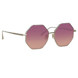 Lianas Hexagon Sunglasses in Light Gold and Wine