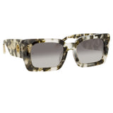 Nieve Rectangular Sunglasses in Black and Grey Tortoiseshell