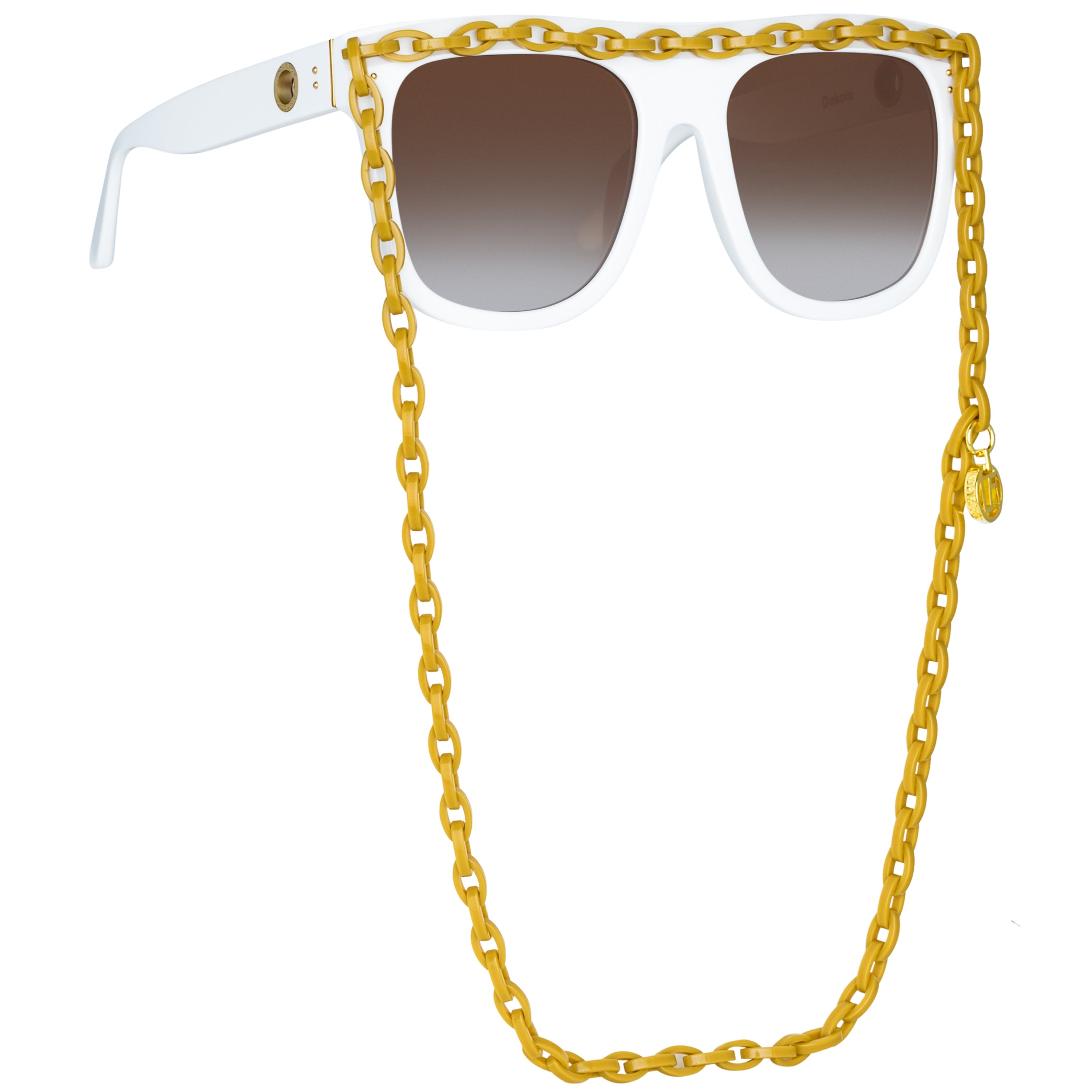 Linda Farrow - Dakota Flat Top Sunglasses in White - Women - Adult - LFL1304C3SUN