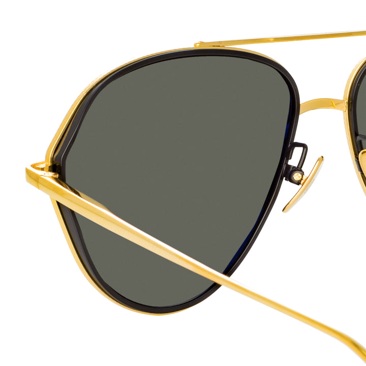 Dee Aviator Sunglasses in Yellow Gold and Grey by LINDA FARROW