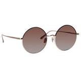 Bea Round Sunglasses in Light Gold and Brown