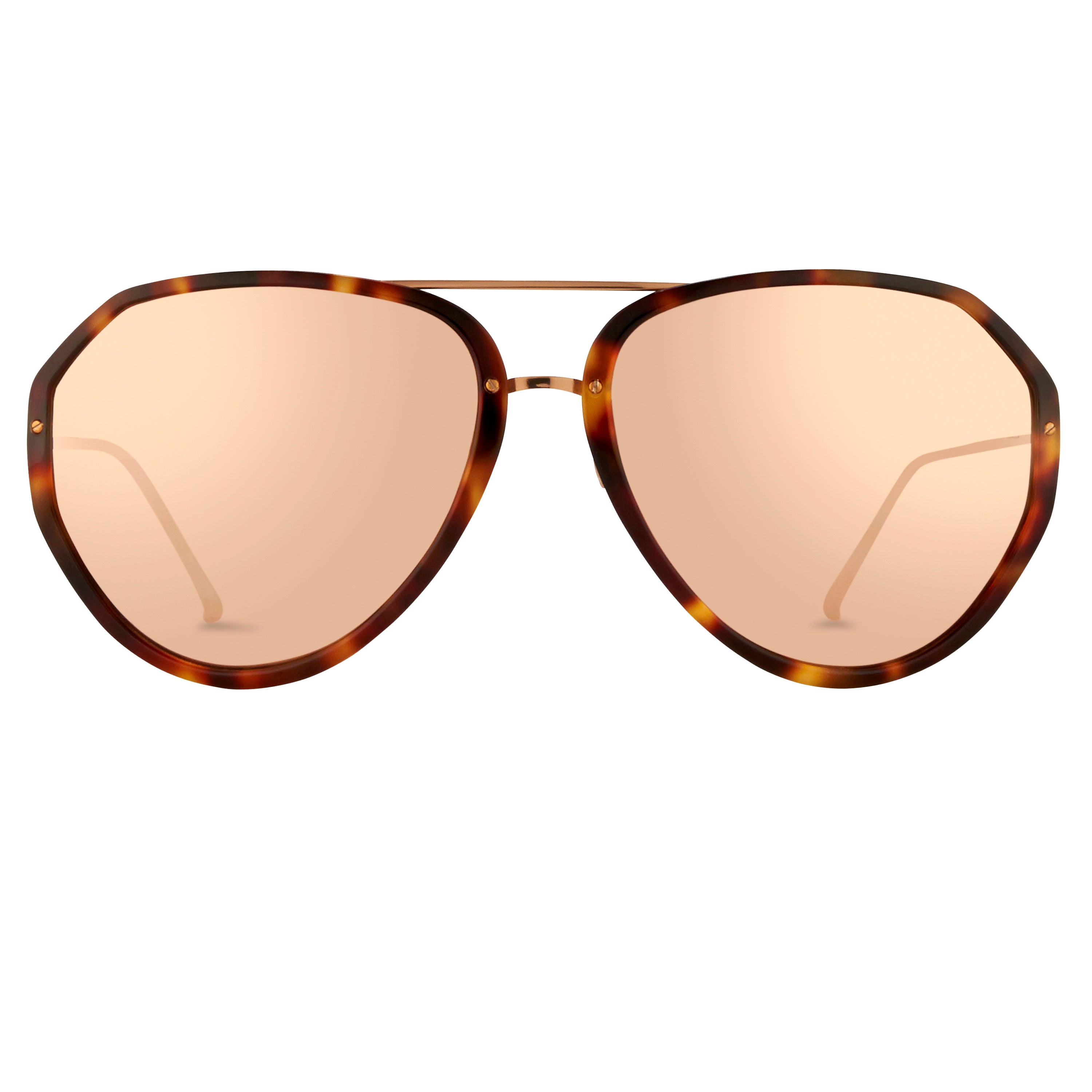 Linda Farrow - Joni Aviator Sunglasses in Rose Gold and Platinum Lenses - Women - Adult - LFL1055C4SUN
