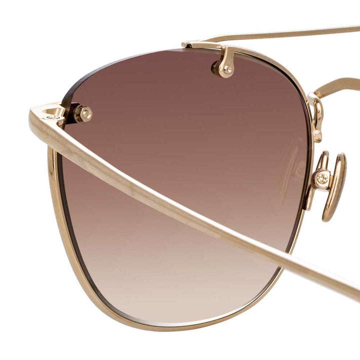 Chain-embellished round-frame gold-tone sunglasses