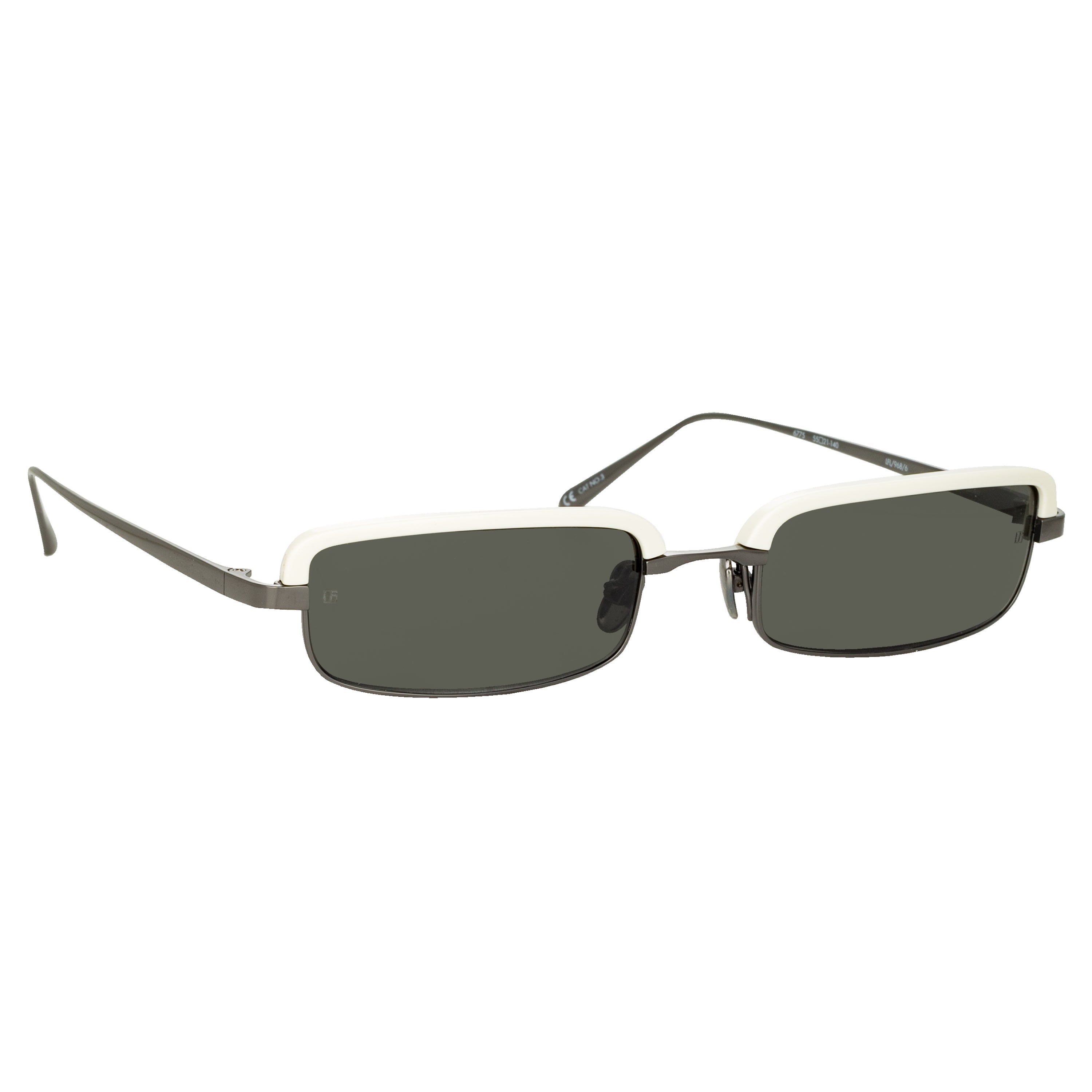 Leona Rectangular Sunglasses in White and Nickel