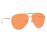 Carter Aviator Sunglasses in Yellow Gold