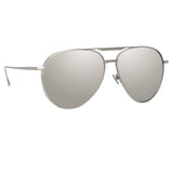 Carter Aviator Sunglasses in White Gold and Silver