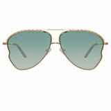 Matthew Williamson Lupin Sunglasses in Light Gold and Green