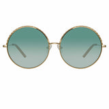 Matthew Williamson Geranium Sunglasses in Light Gold and Green